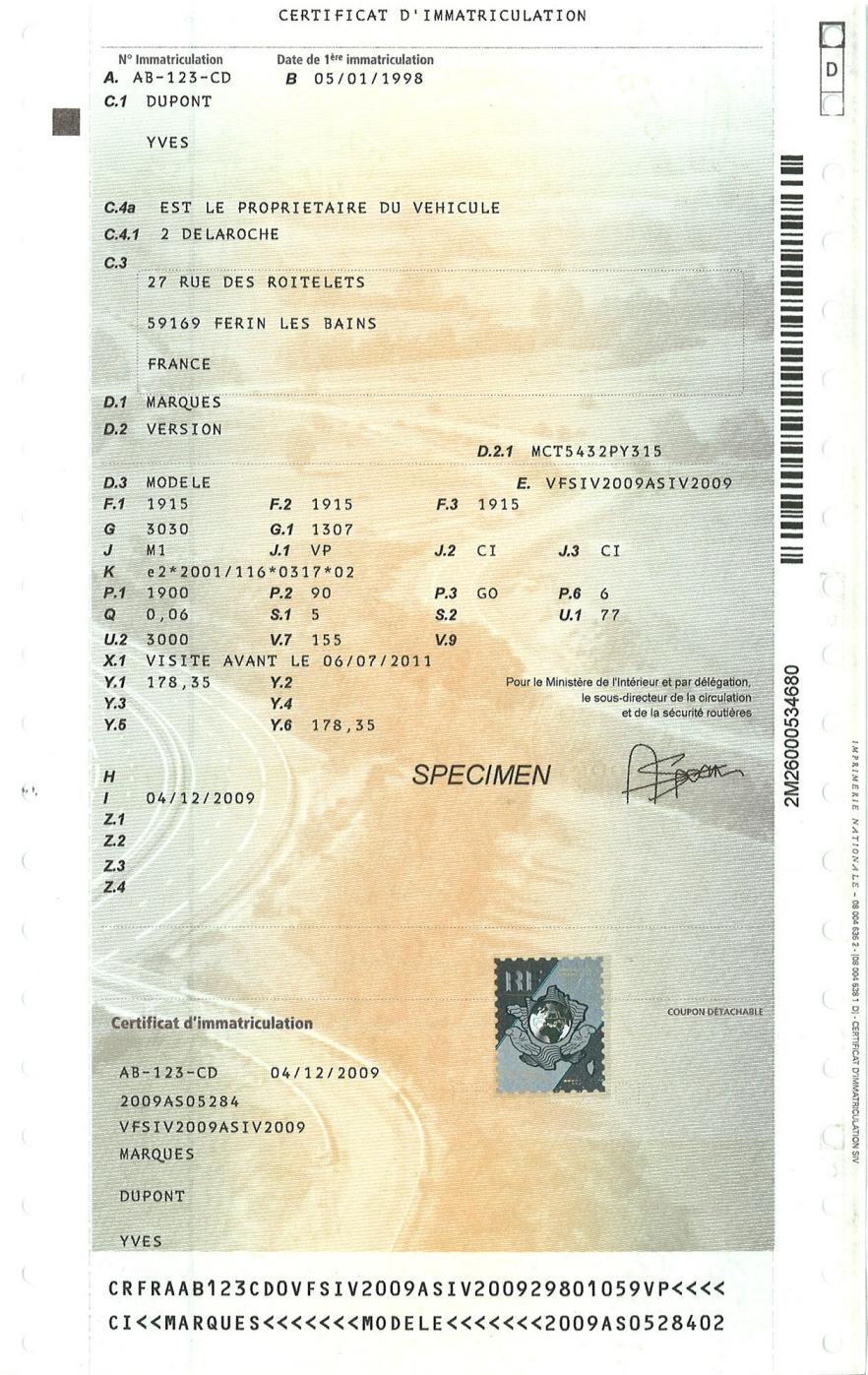 Kentekenbewijs en administratieve gegevens